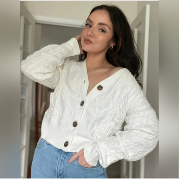 Deb's bundle. Wrap Bracelet with Silver Accents and White Sweater Cardigan. - Picture 2 of 2